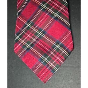 Mens Tie Tommy Hilfiger Tartan, 100% Silk, Red & Green, Classic Holiday Wear